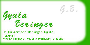 gyula beringer business card